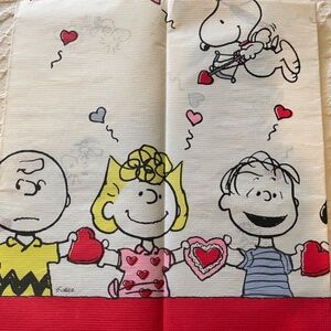 Vintage Peanuts Snoopy Paper Table Cloth, Valentines 54" X 89" USA